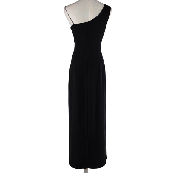 Elegant CDC Evening Black Gown Women’s 10 One Shoulder Rhinestone Strap Formal - Picture 2 of 11